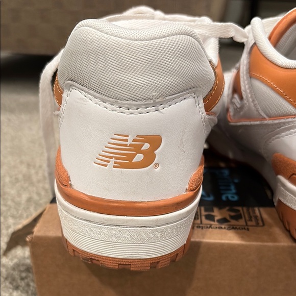 New Balance 550 White and Orange Sneakers - Picture 2 of 4